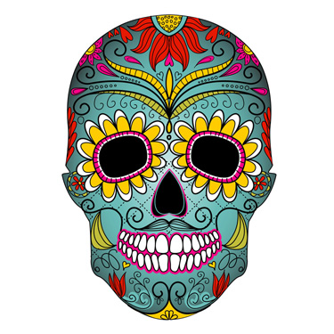 day of the dead colorful skull with floral ornament Gk7nZqdO L 2